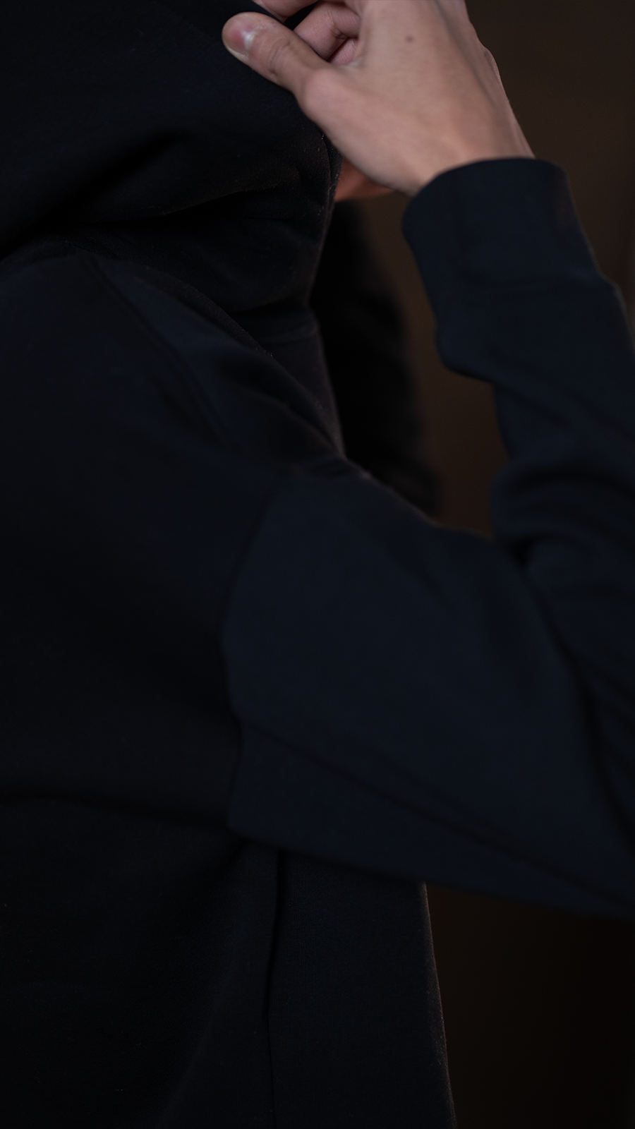 Back hoodie men with a blurred background