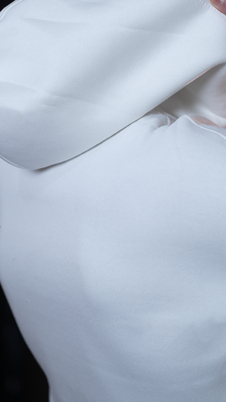 Close-up of a White Hoodie Men