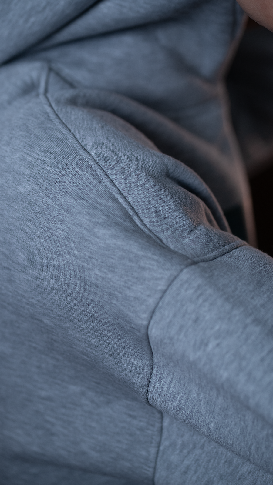 Close-up of a textured gray cotton surface