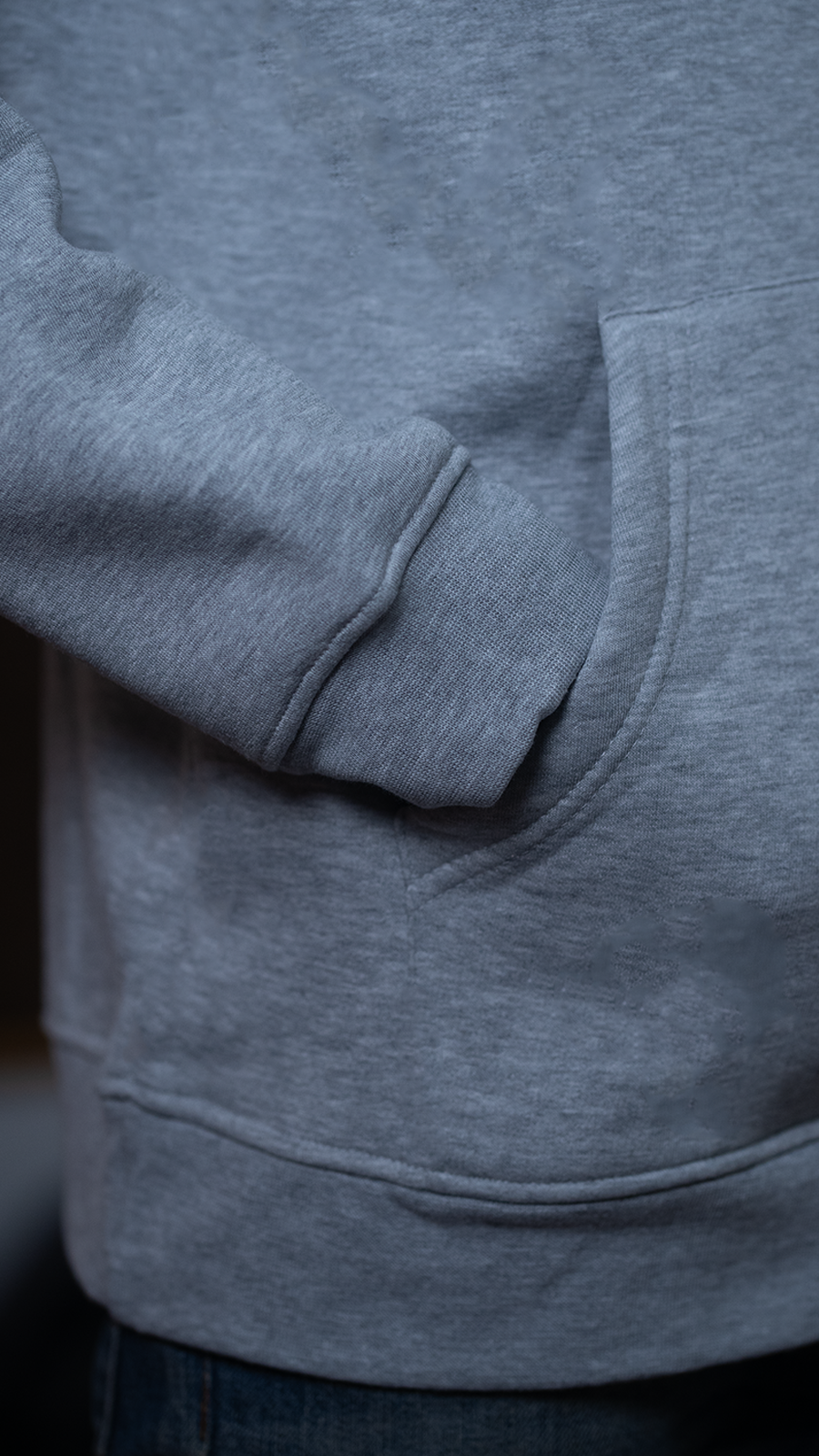 Close-up of a gray hoodie for men