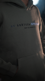 Olive Green Hoodie For Men Close Up Details